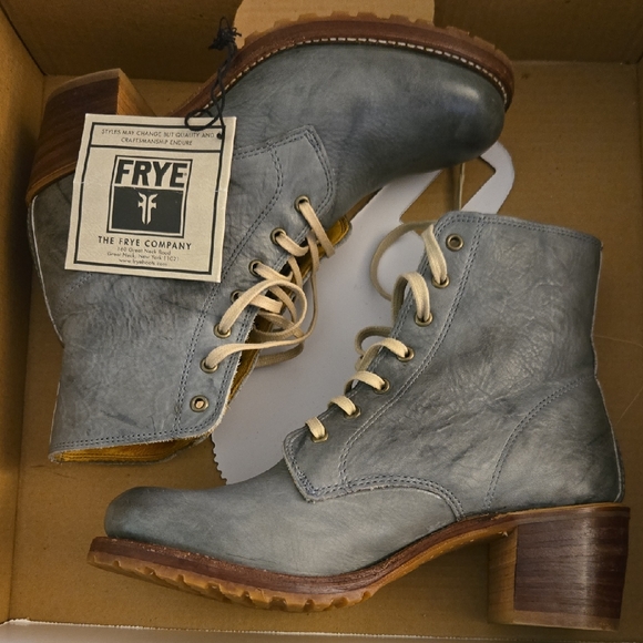 Frye Shoes - Frye Women's Lace Up Gray Leather Boots